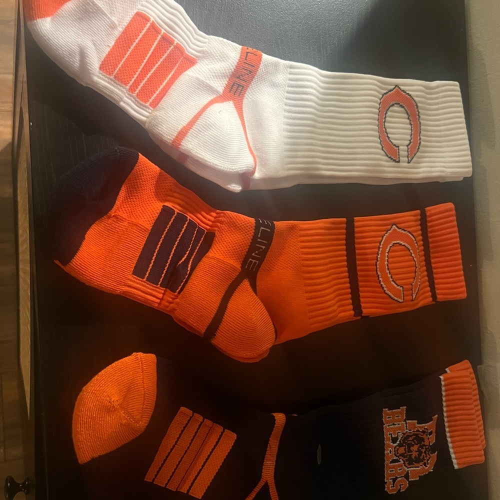 Chicago Bears Crew Socks - White, Orange, and Navy
